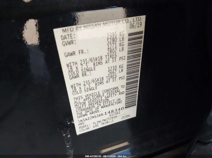 2019 NISSAN MURANO S