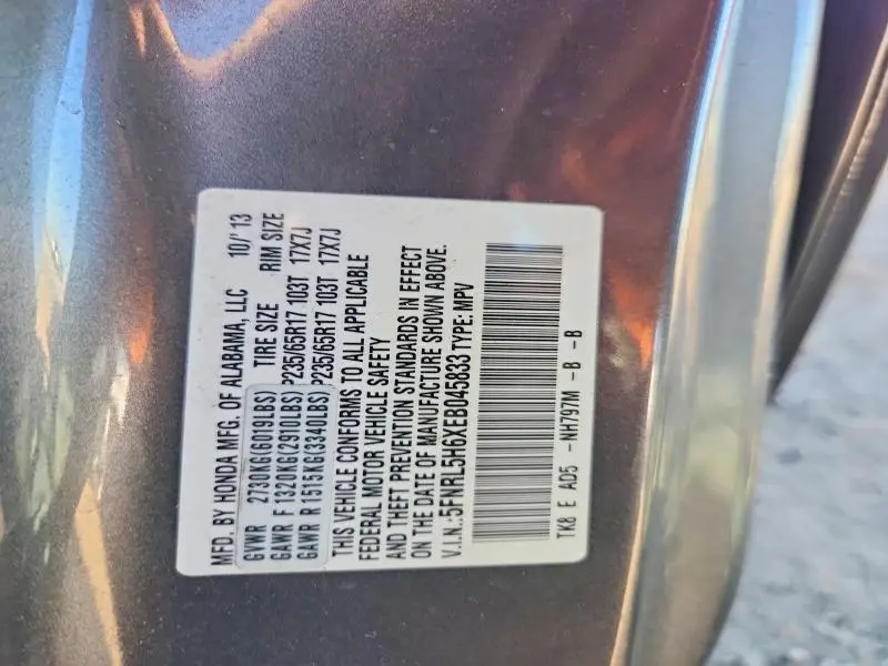 2014 HONDA ODYSSEY EXL  