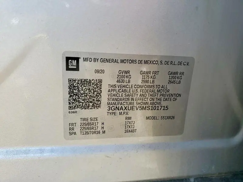 2021 CHEVROLET EQUINOX LT  