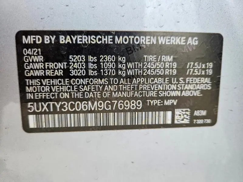 2021 BMW X3 SDRIVE30I  