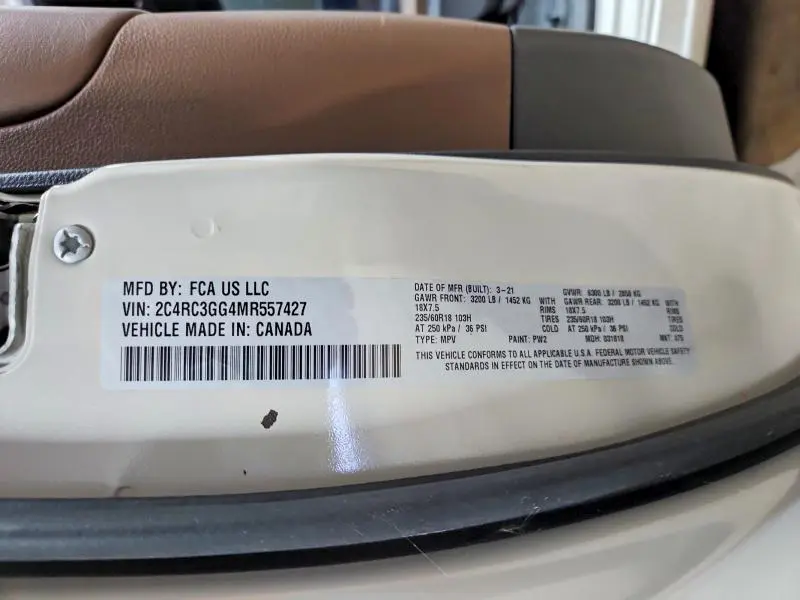 2021 CHRYSLER PACIFICA LIMITED  