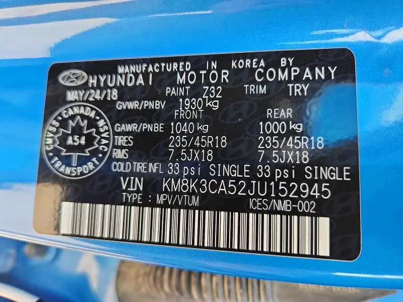 2018 HYUNDAI KONA LIMITED  