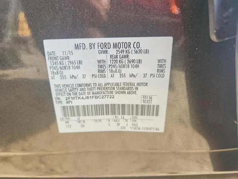 2015 FORD EDGE SEL  