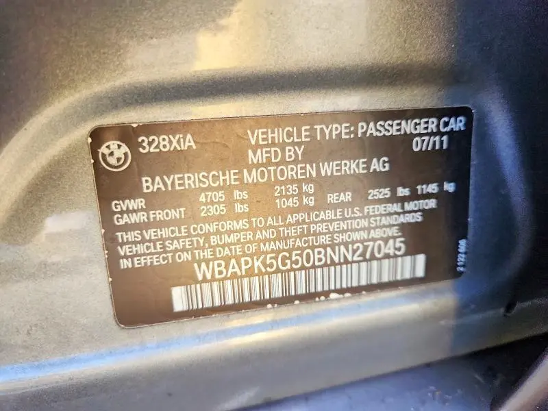 2011 BMW 328 XI SULEV  
