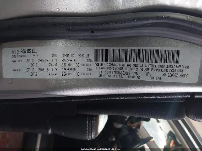 2017 JEEP CHEROKEE ALTITUDE FWD