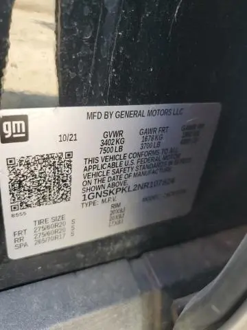 2022 CHEVROLET TAHOE K1500 Z71  