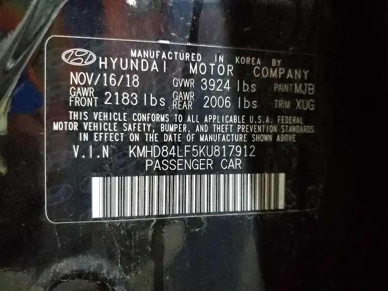 2019 HYUNDAI ELANTRA LIMITED  