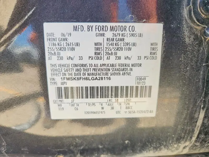2020 FORD EXPLORER LIMITED  