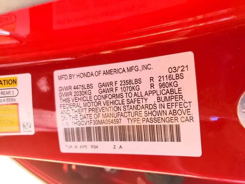 2021 HONDA ACCORD SPORT  