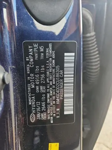 2012 HYUNDAI GENESIS 3.8L  