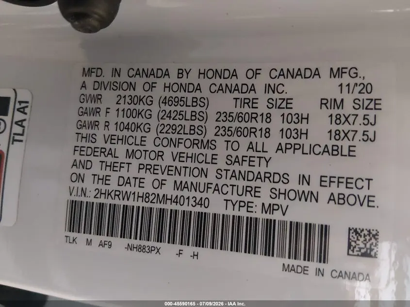 2021 HONDA CR-V 2WD EX-L