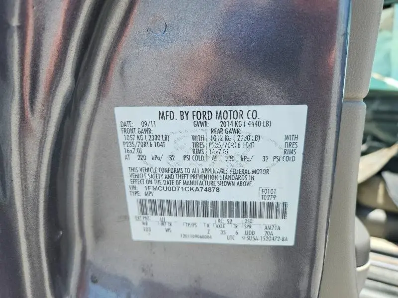 2012 FORD ESCAPE XLT  