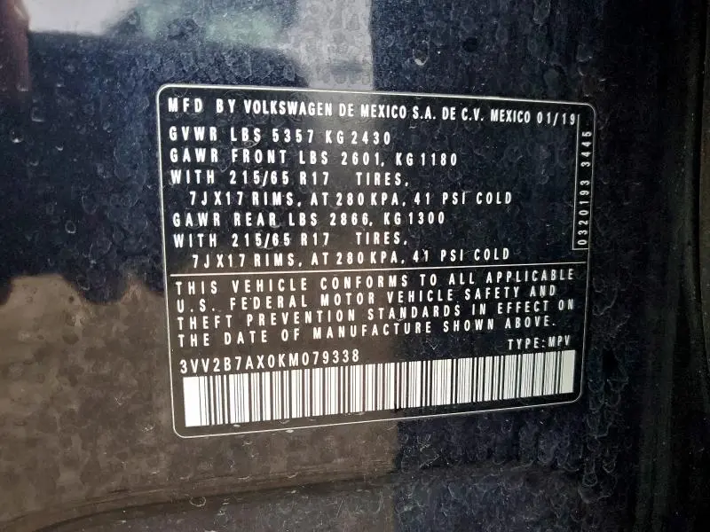 2019 VOLKSWAGEN TIGUAN SE  