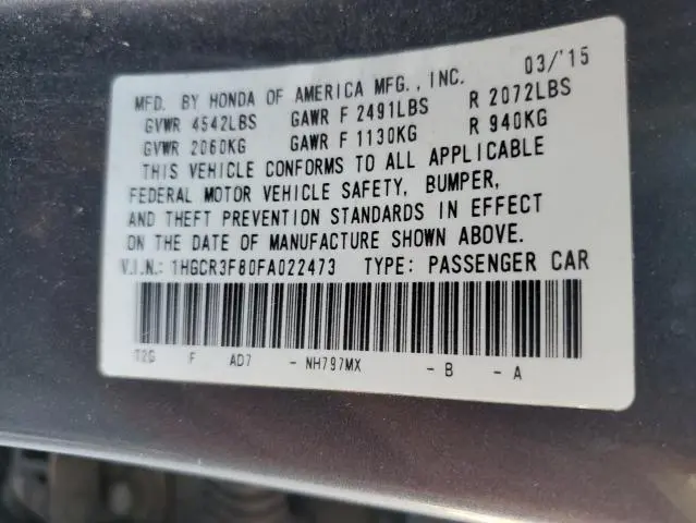 2015 HONDA ACCORD EXL  