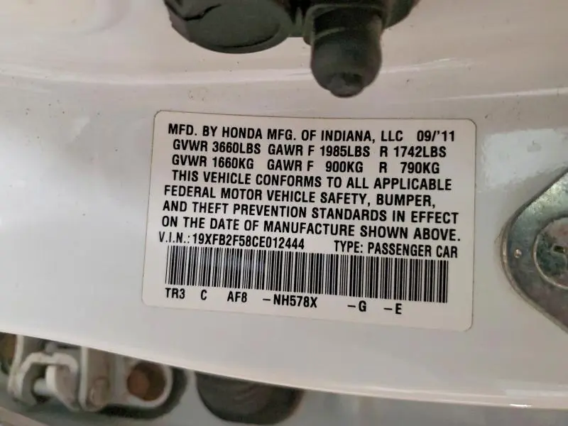 2012 HONDA CIVIC LX  