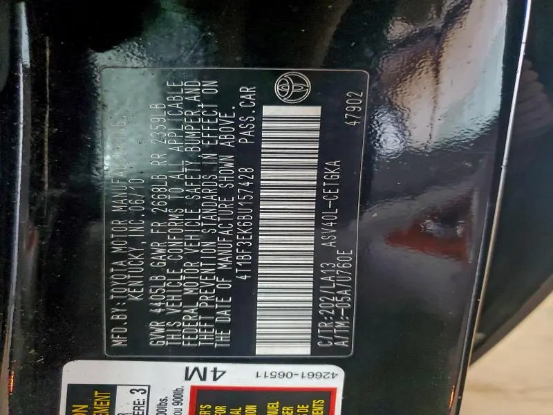 2011 TOYOTA CAMRY BASE  