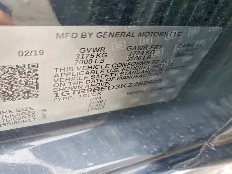 2019 GMC SIERRA K1500 SLE  