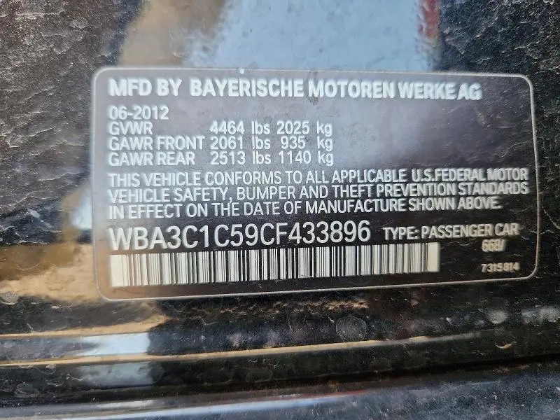 2012 BMW 328 I SULEV  