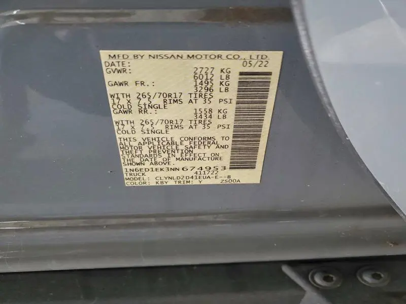 2022 NISSAN FRONTIER S  