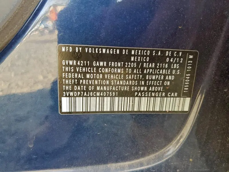 2012 VOLKSWAGEN JETTA SE  