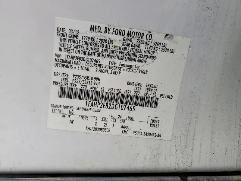 2013 FORD TAURUS SEL  