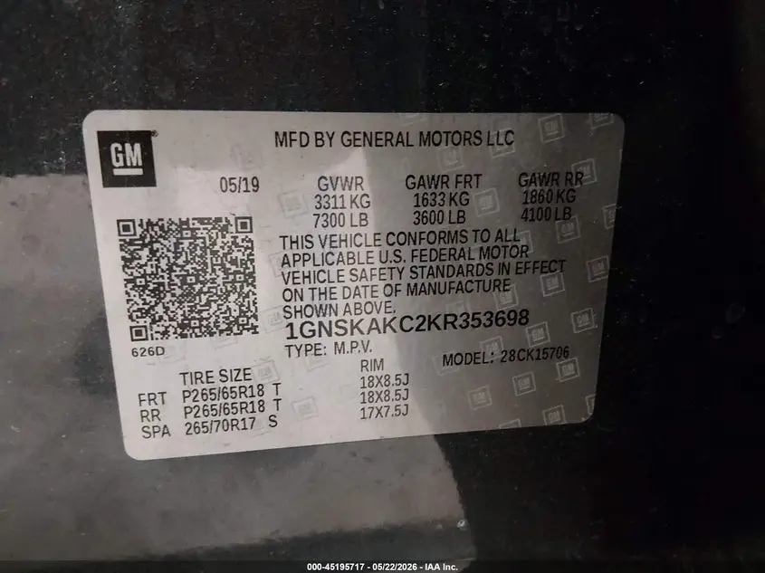 2019 CHEVROLET TAHOE LS