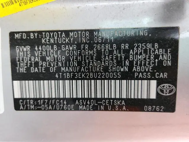 2011 TOYOTA CAMRY BASE  