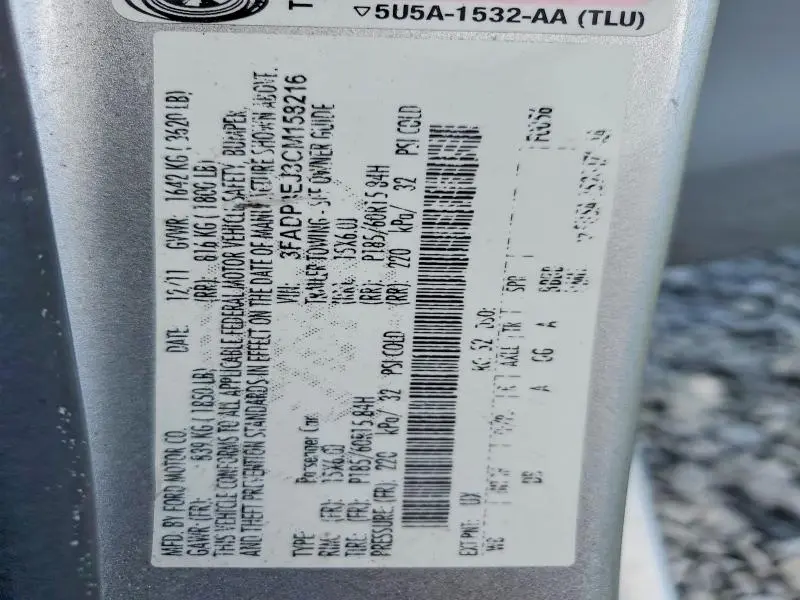2012 FORD FIESTA SE  