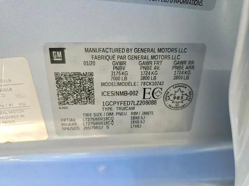 2020 CHEVROLET SILVERADO K1500 LT TRAIL BOSS  