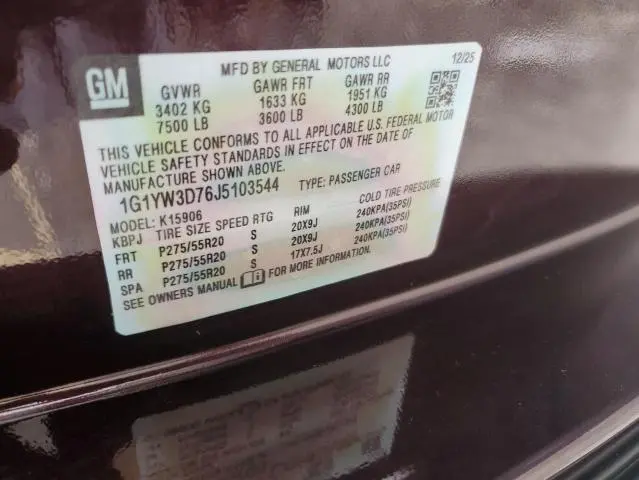 2018 CHEVROLET CORVETTE G  