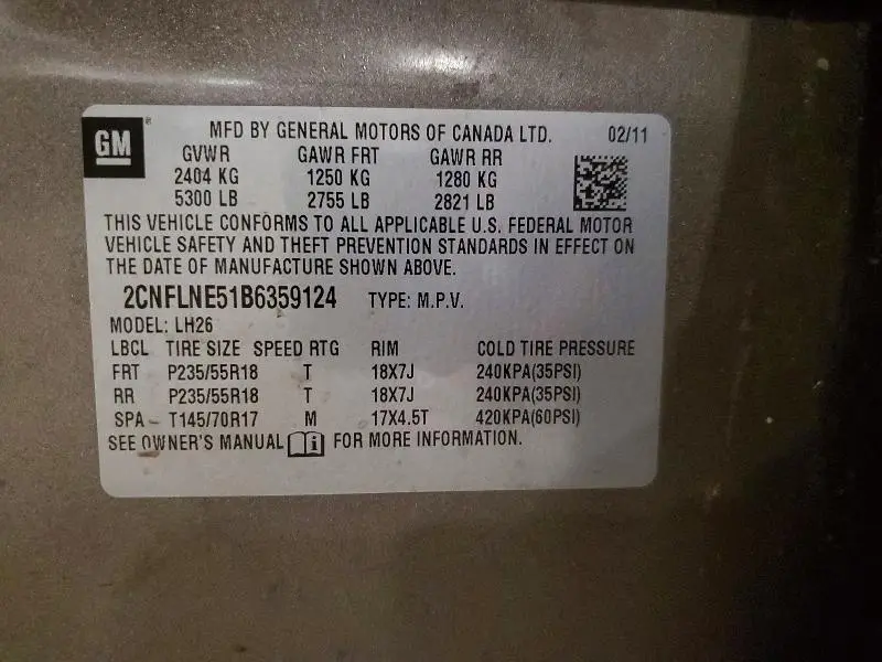 2011 CHEVROLET EQUINOX LT  