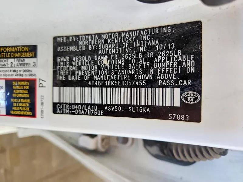 2014 TOYOTA CAMRY XLE  