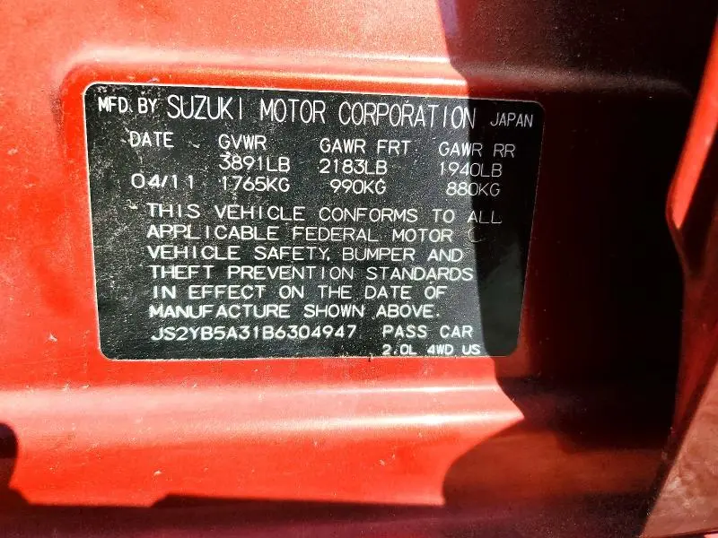 2011 SUZUKI SX4   