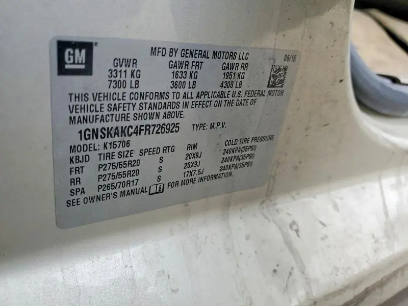 2015 CHEVROLET TAHOE K1500 LS  