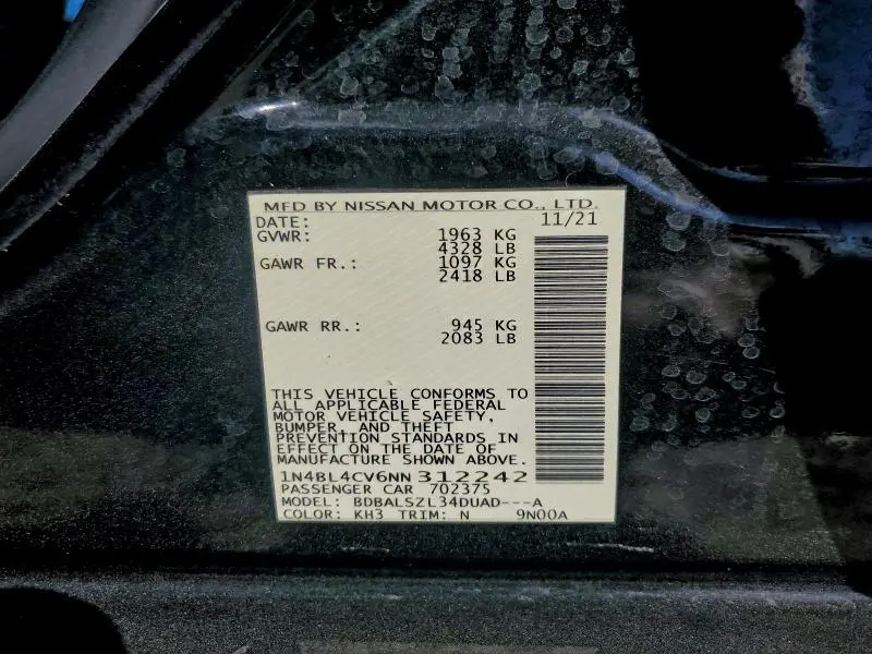 2022 NISSAN ALTIMA SR  