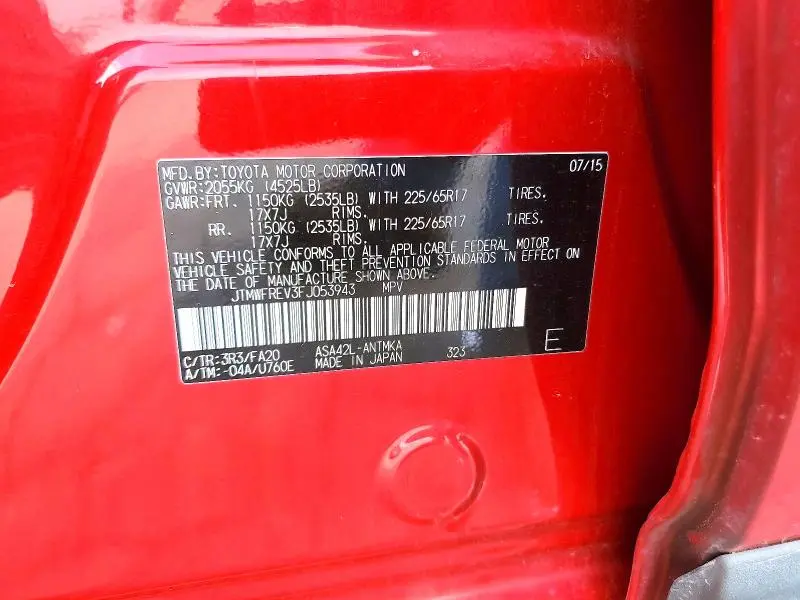 2015 TOYOTA RAV4 XLE  