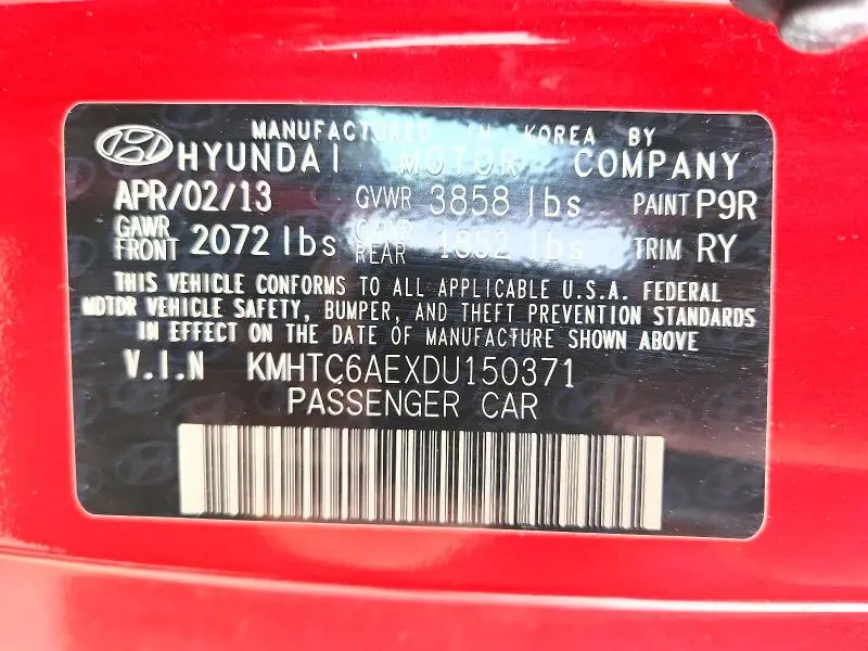 2013 HYUNDAI VELOSTER TURBO  