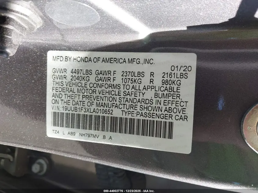 2020 ACURA TLX STANDARD