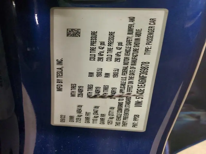 2022 TESLA MODEL 3   