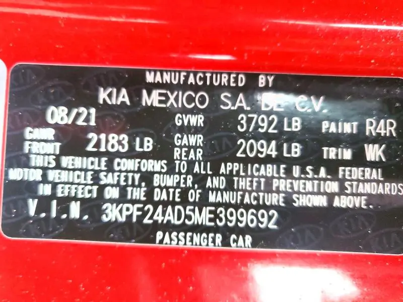 2021 KIA FORTE LXS  