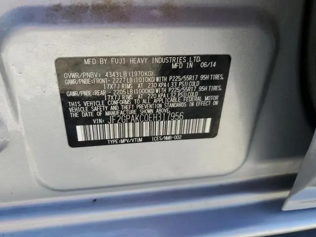 2014 SUBARU XV CROSSTREK 2.0 LIMITED  