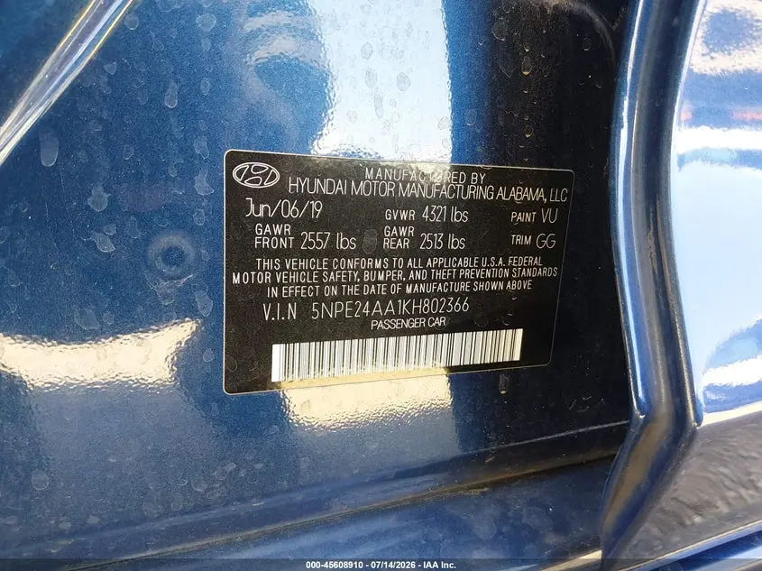 2019 HYUNDAI SONATA ECO