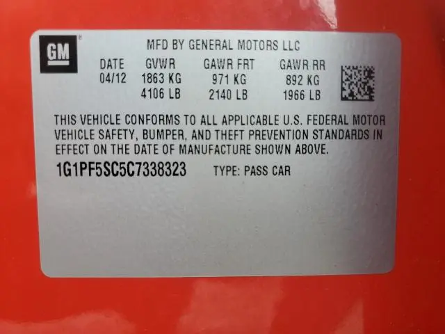 2012 CHEVROLET CRUZE LT  