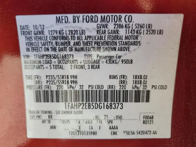 2013 FORD TAURUS SEL