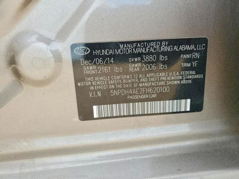 2015 HYUNDAI ELANTRA SE  