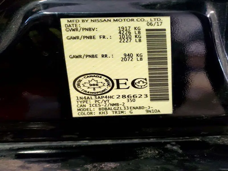 2017 NISSAN ALTIMA 2.5  