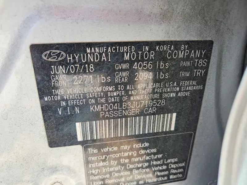 2018 HYUNDAI ELANTRA SPORT  