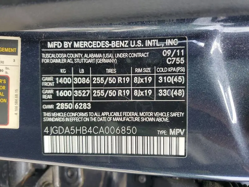 2012 MERCEDES-BENZ ML 350 4MATIC  