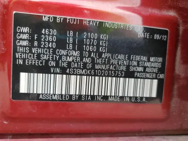 2013 SUBARU LEGACY 3.6R LIMITED  