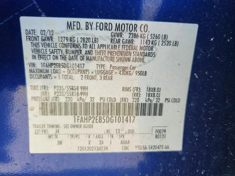 2013 FORD TAURUS SEL  